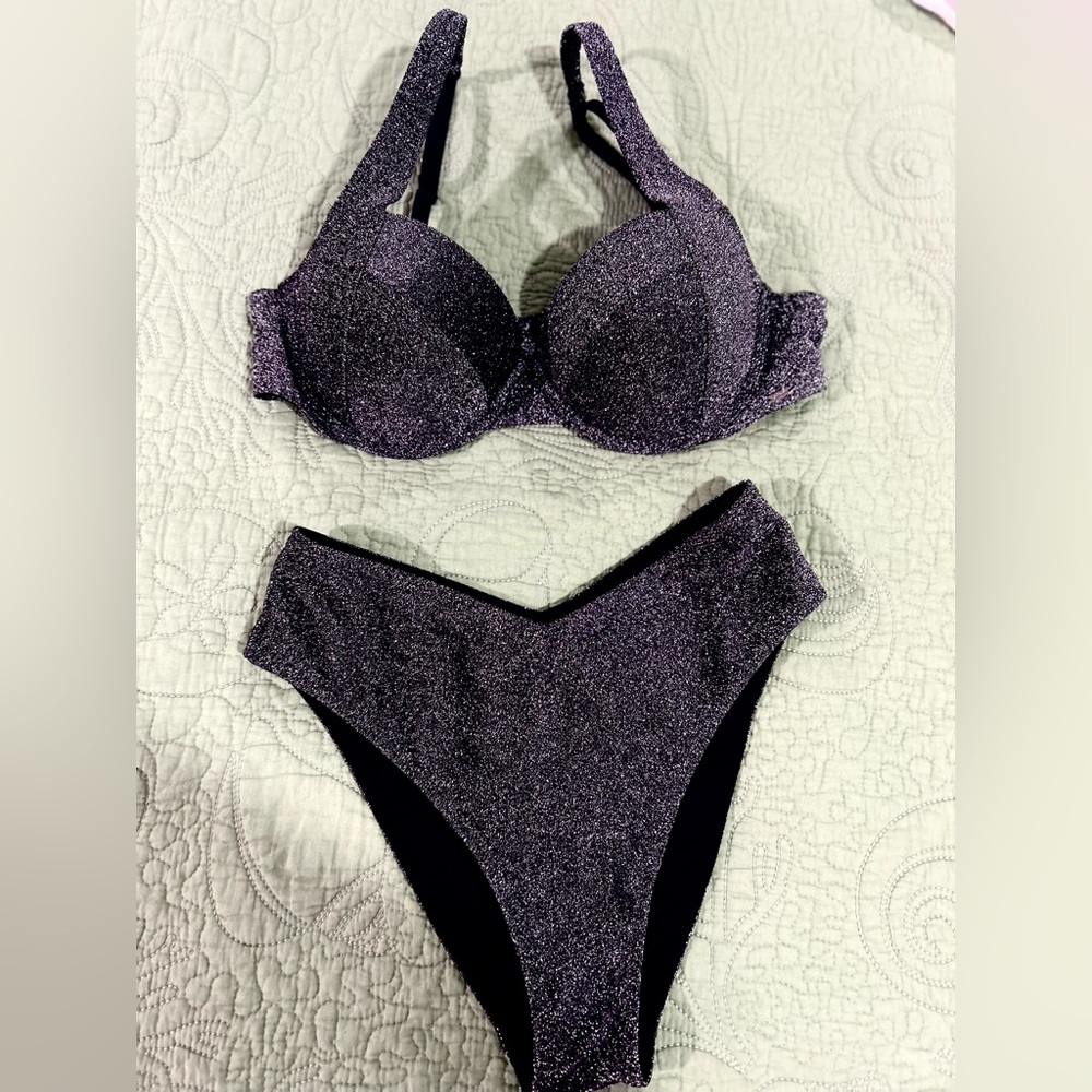 Victoria's Secret Black Glitter Bikini